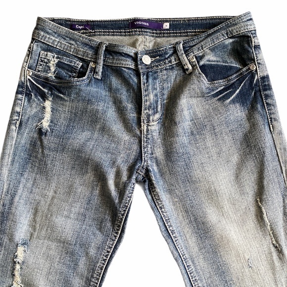 Vigoss Destroyed‎ Cuffed Capri Jeans Sz. 7 Juniors - Picture 4 of 12
